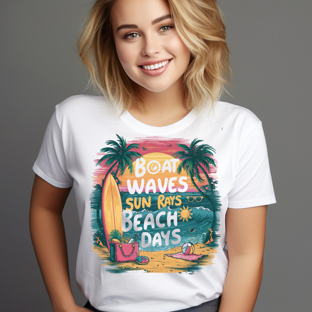 Boat Waves Sun Rays Beach Days Women's Hoodie