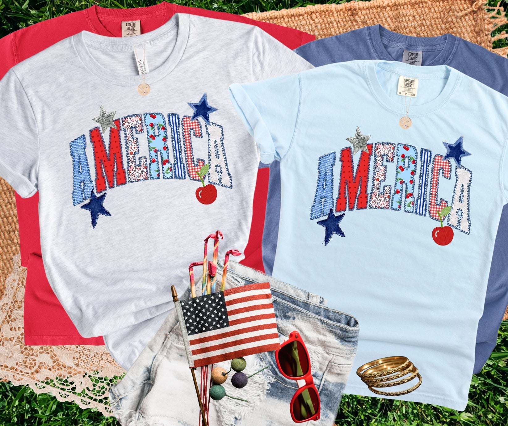 America Patchwork Kids Tee