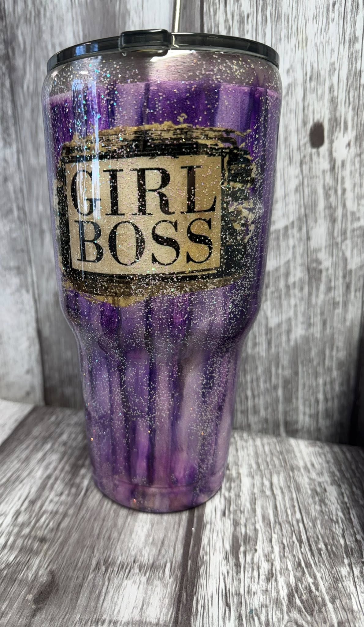 Girl Boss Purple Glitter Resin Tumbler | 32 oz | One of a Kind