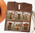 Highland Cow Stamp Collage T-Shirt
