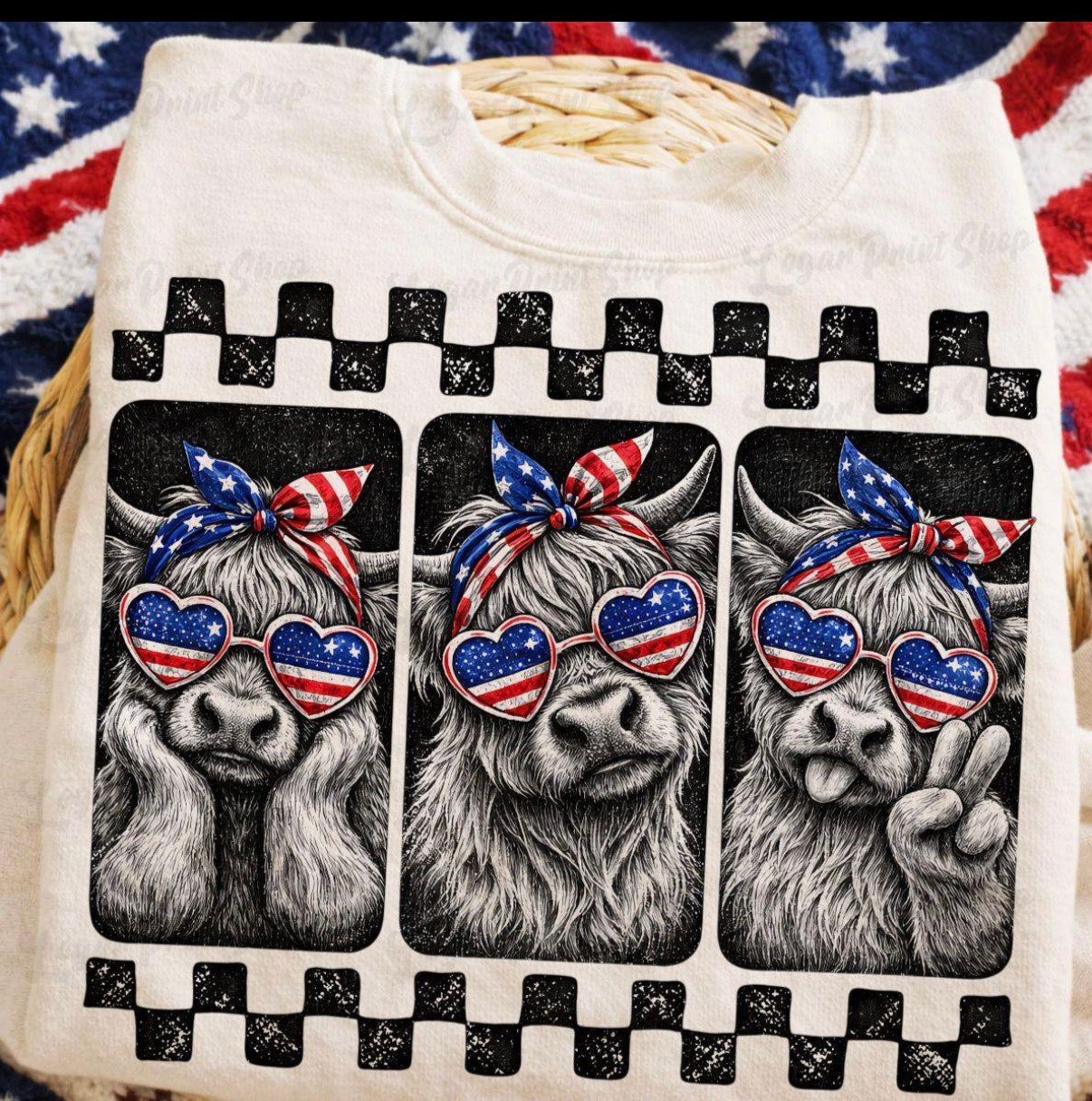 Patriotic  Cows Kids Tee