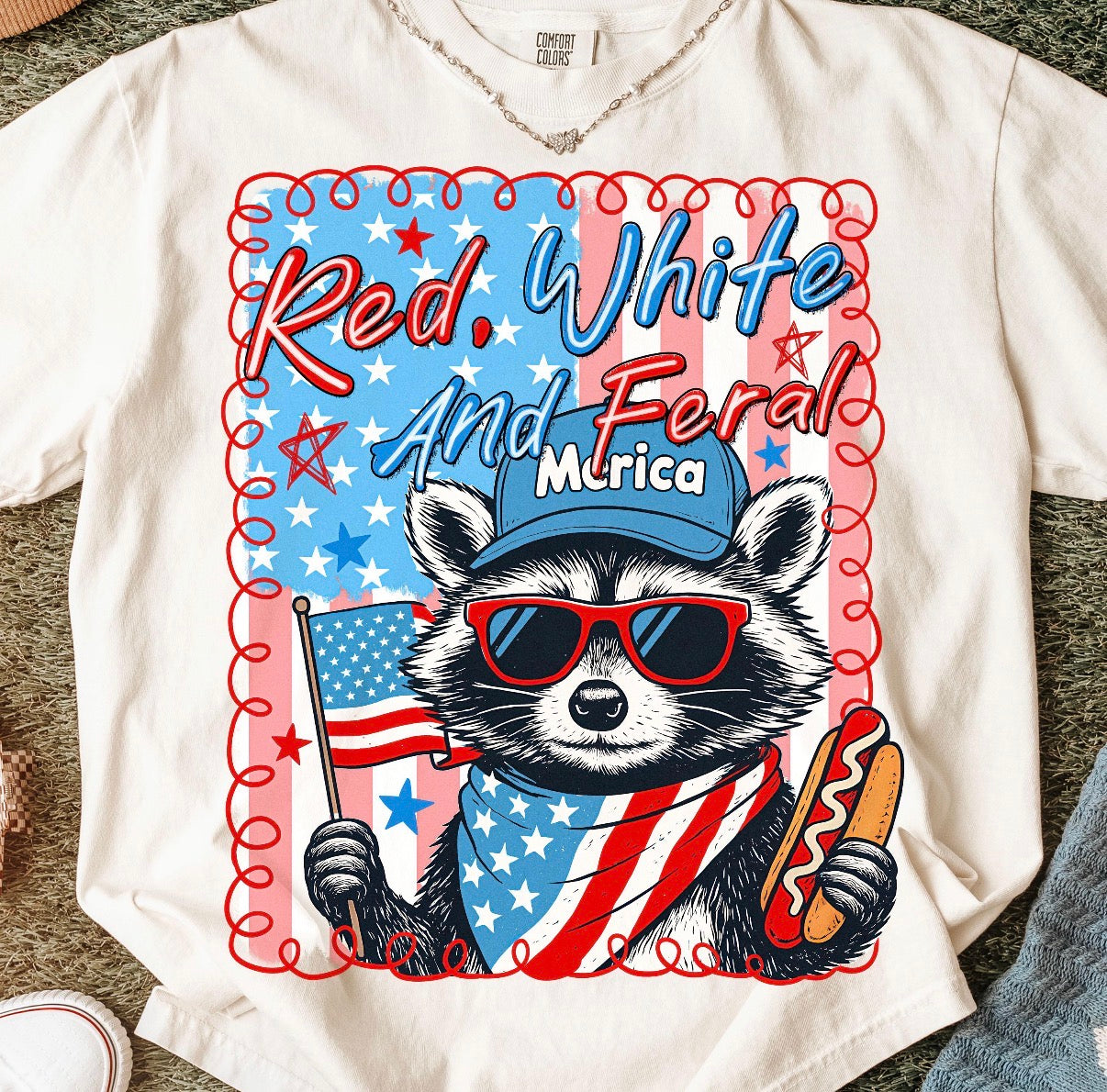 Red White and Feral Kids Tee