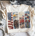 American Flag Eagle Truck & Flowers Kids Tee