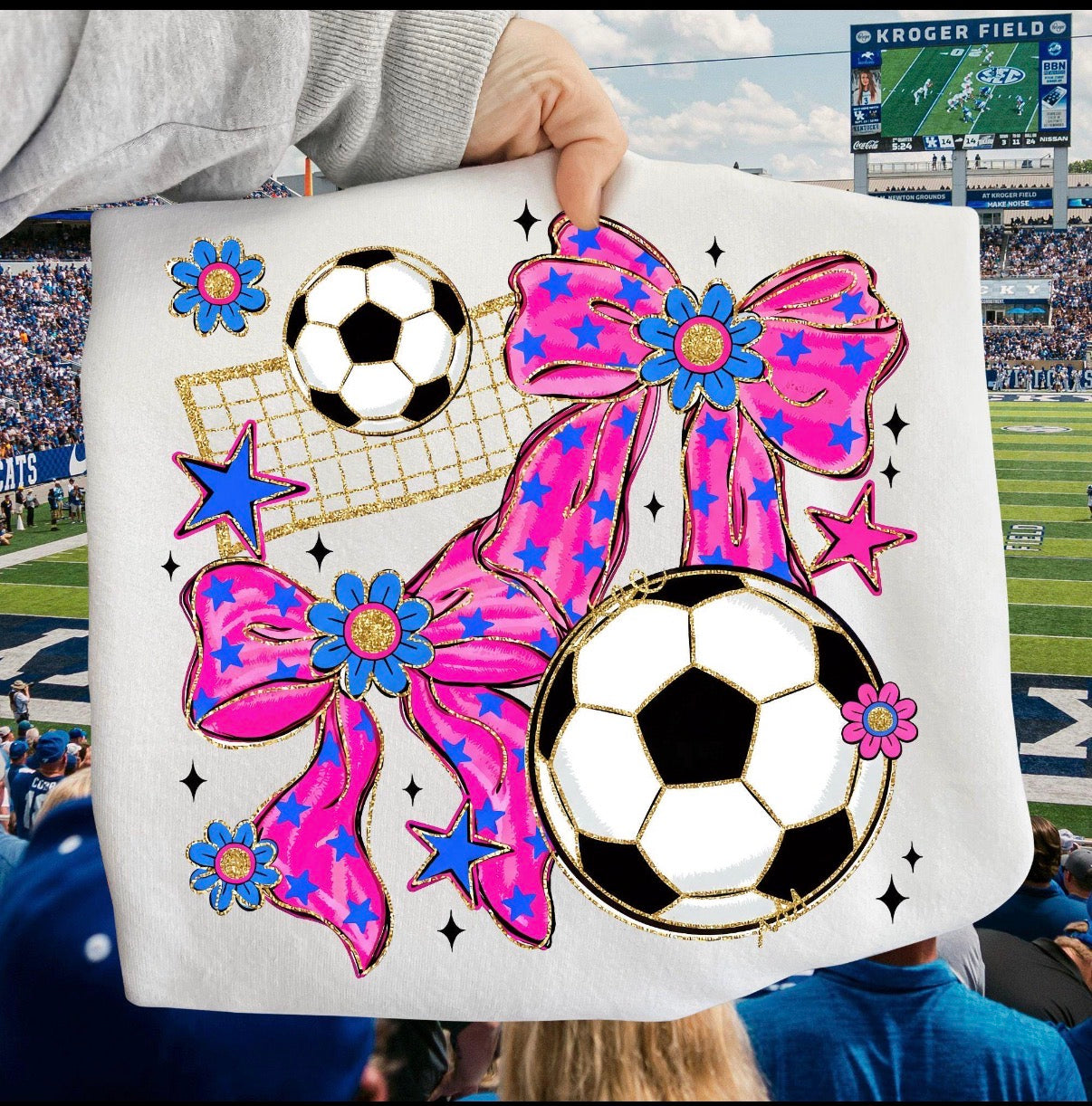 Soccer Ball Bows & Flowers Kids Tee