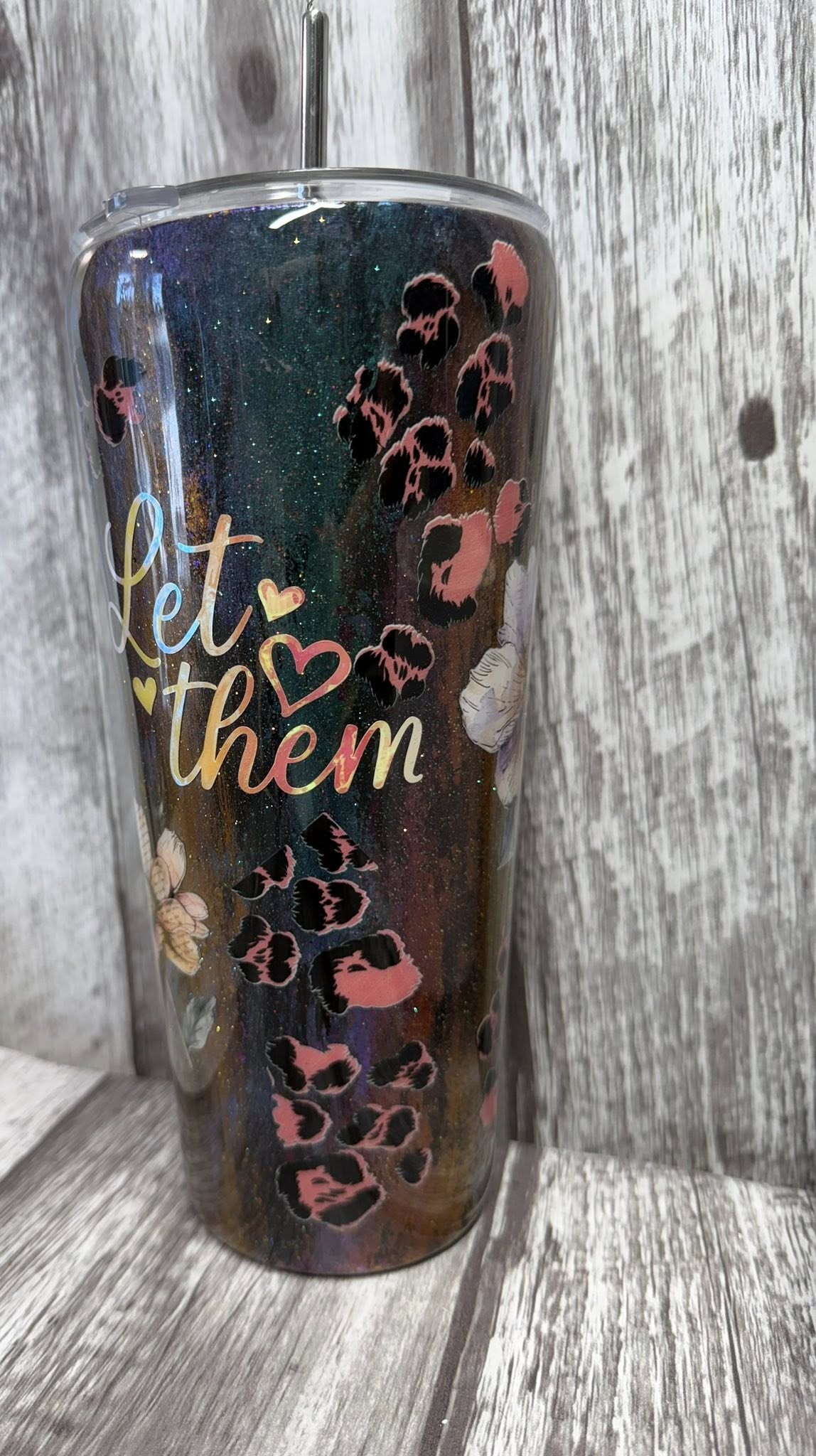 Let Them Galaxy Floral Resin Tumbler | 32 oz | One of a Kind